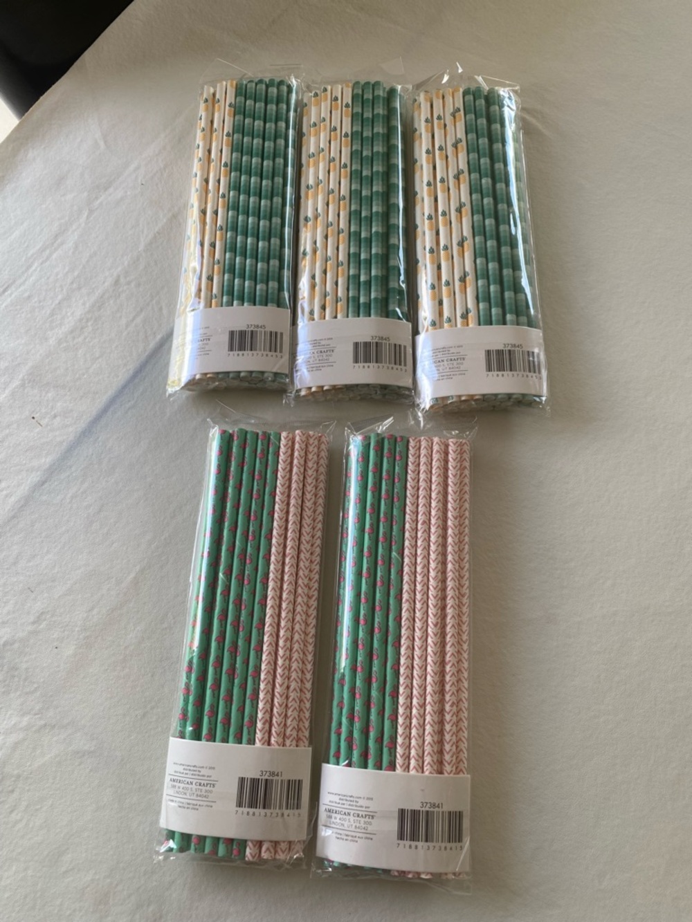 Paper Party Straws Pack - Green & Pink Decorative Straws